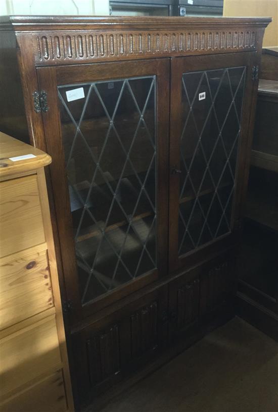 Leaded light oak bookcase